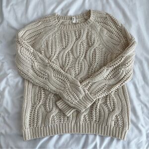 Soft Joie white/cream colored, women’s, crew neck, cable knit sweater, size S